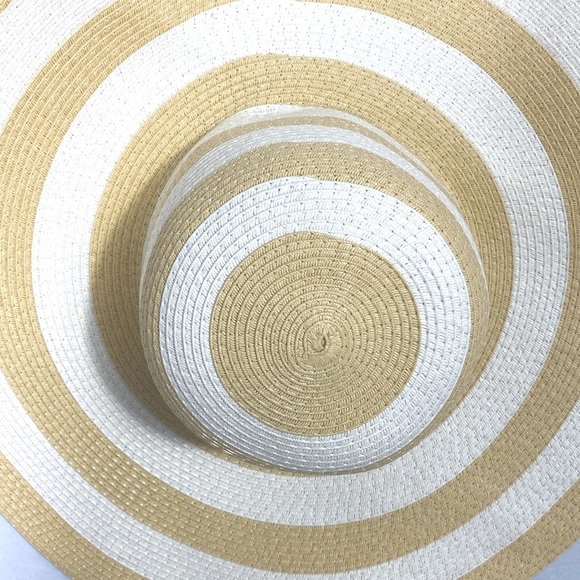 Shade & Shore Striped Tan and White Sun Hat - Picture 4 of 12